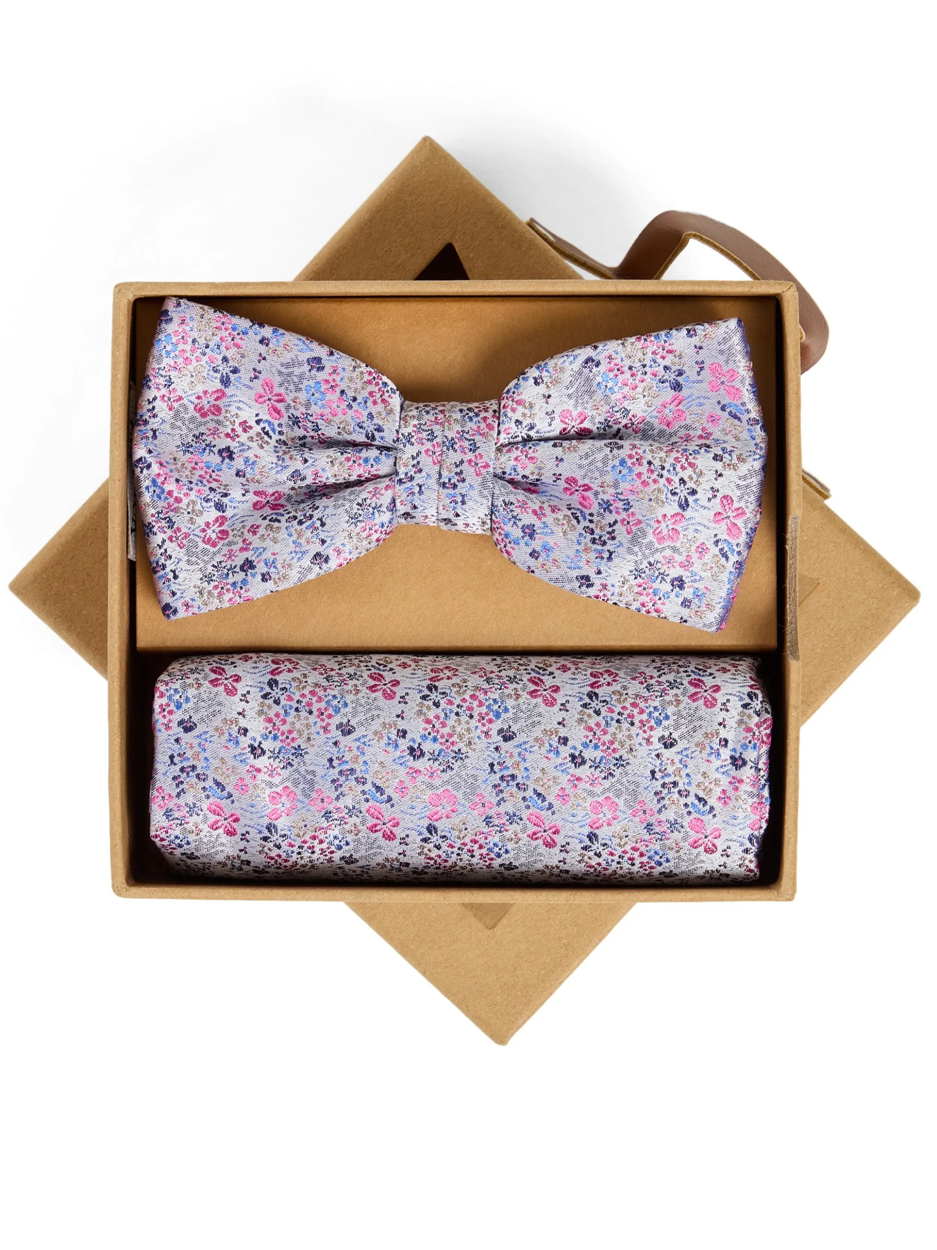 Finshley & Harding London Herren Fliege und Einstecktuch aus Seide in himbeer mehrfarbig
