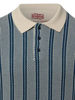 Finshley & Harding London Herren Strick-Poloshirt - Randy in indigo beige