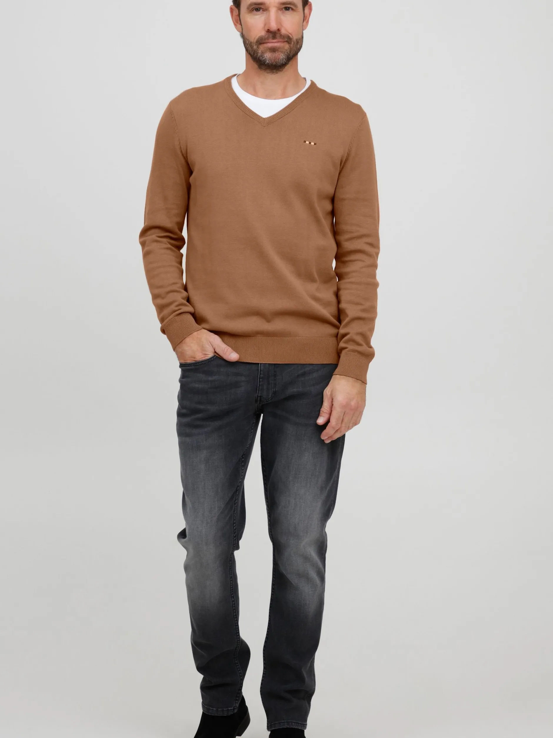 FQ1924 Herren Strickpullover - FQFynjard in braun