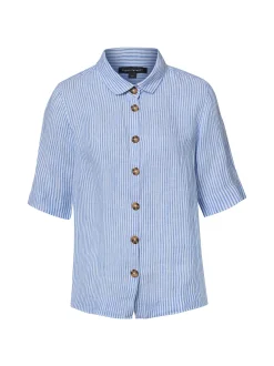 Franco Callegari Damen Leinenbluse in blau weiß
