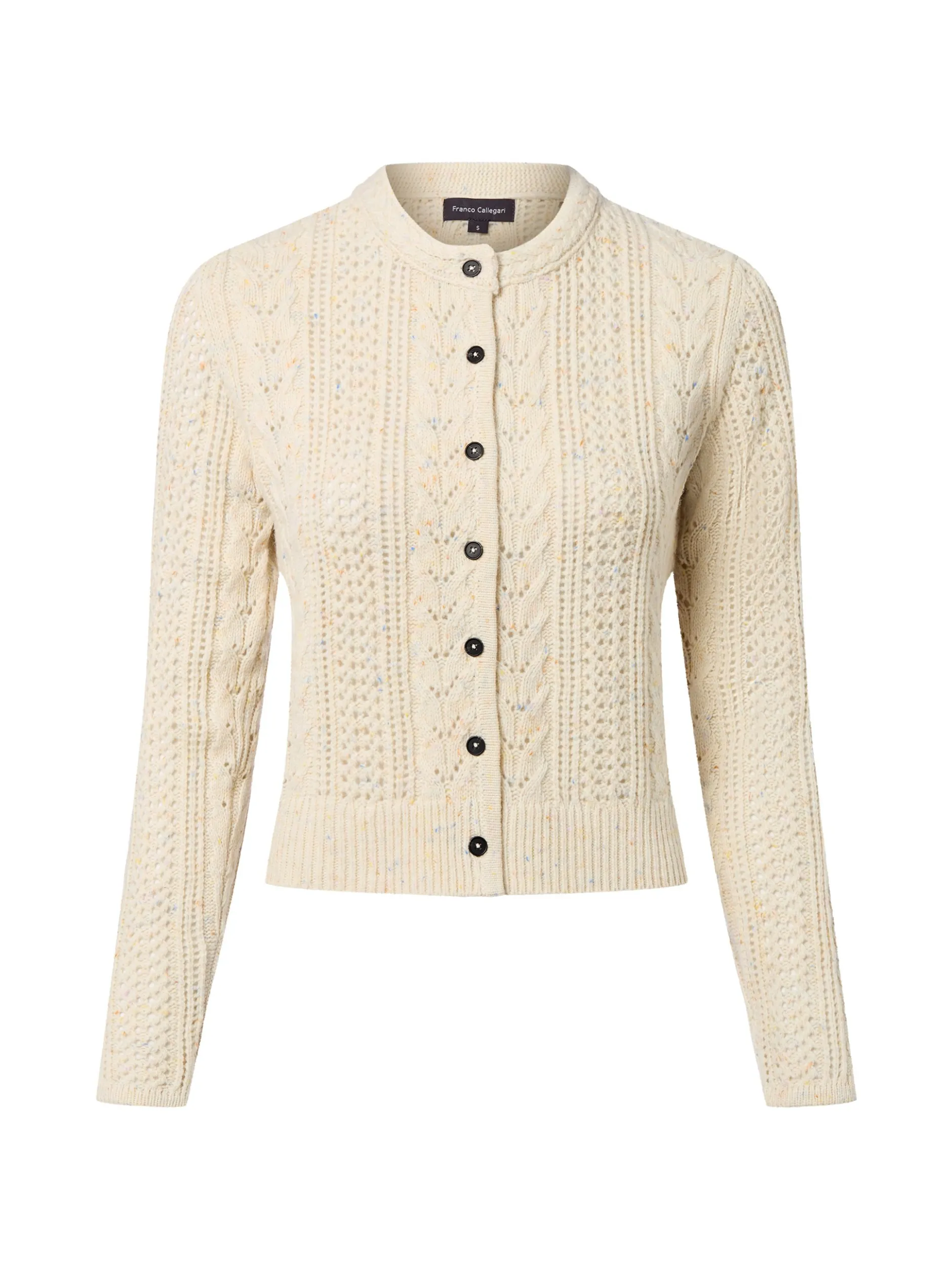 Franco Callegari Damen Strickjacke mit Merino-Anteil in ecru
