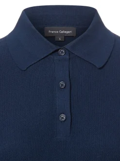 Franco Callegari Damen Strick-Poloshirt in indigo