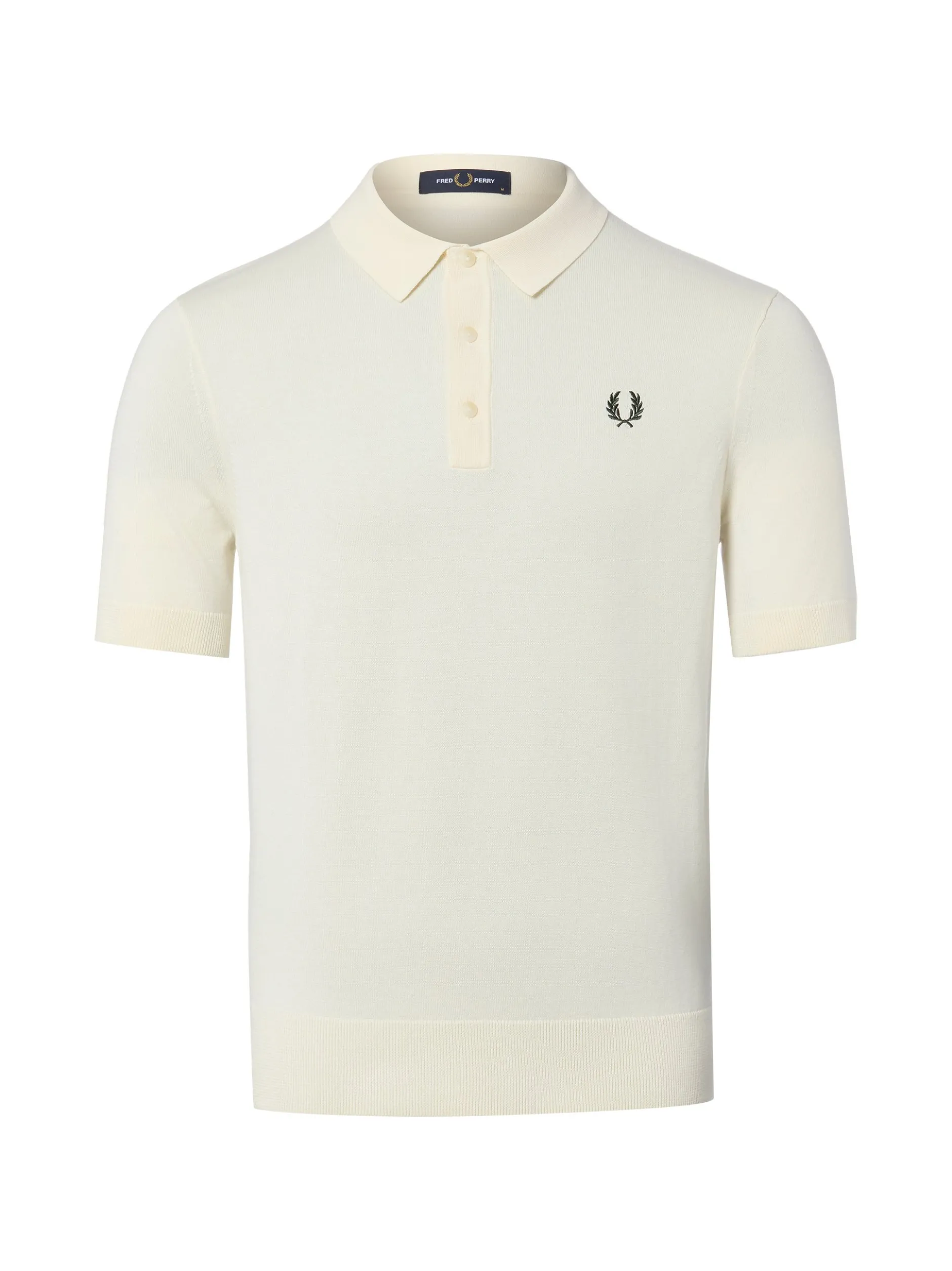 Fred Perry Herren Strick-Poloshirt in ecru
