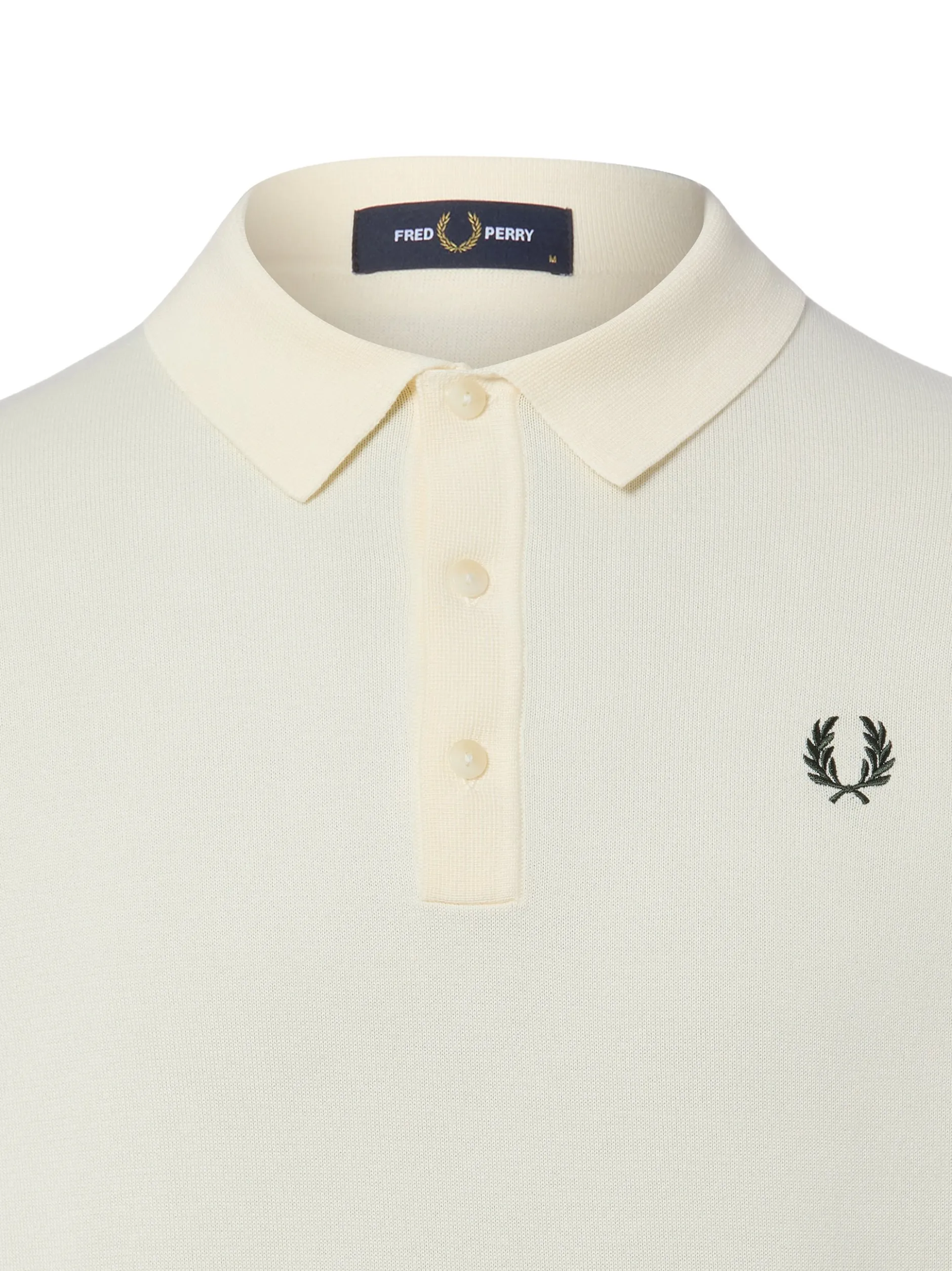 Fred Perry Herren Strick-Poloshirt in ecru