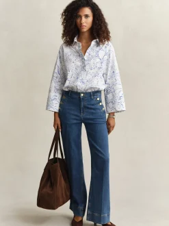 Gant Damen Hemdbluse in indigo weiß - Ärmel: 3/4 Arm