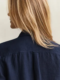 Gant Damen Leinenbluse in marine - Ärmel: langarm