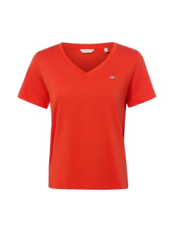 Gant Damen T-Shirt in rot - Ausschnitt: V-Ausschnitt
