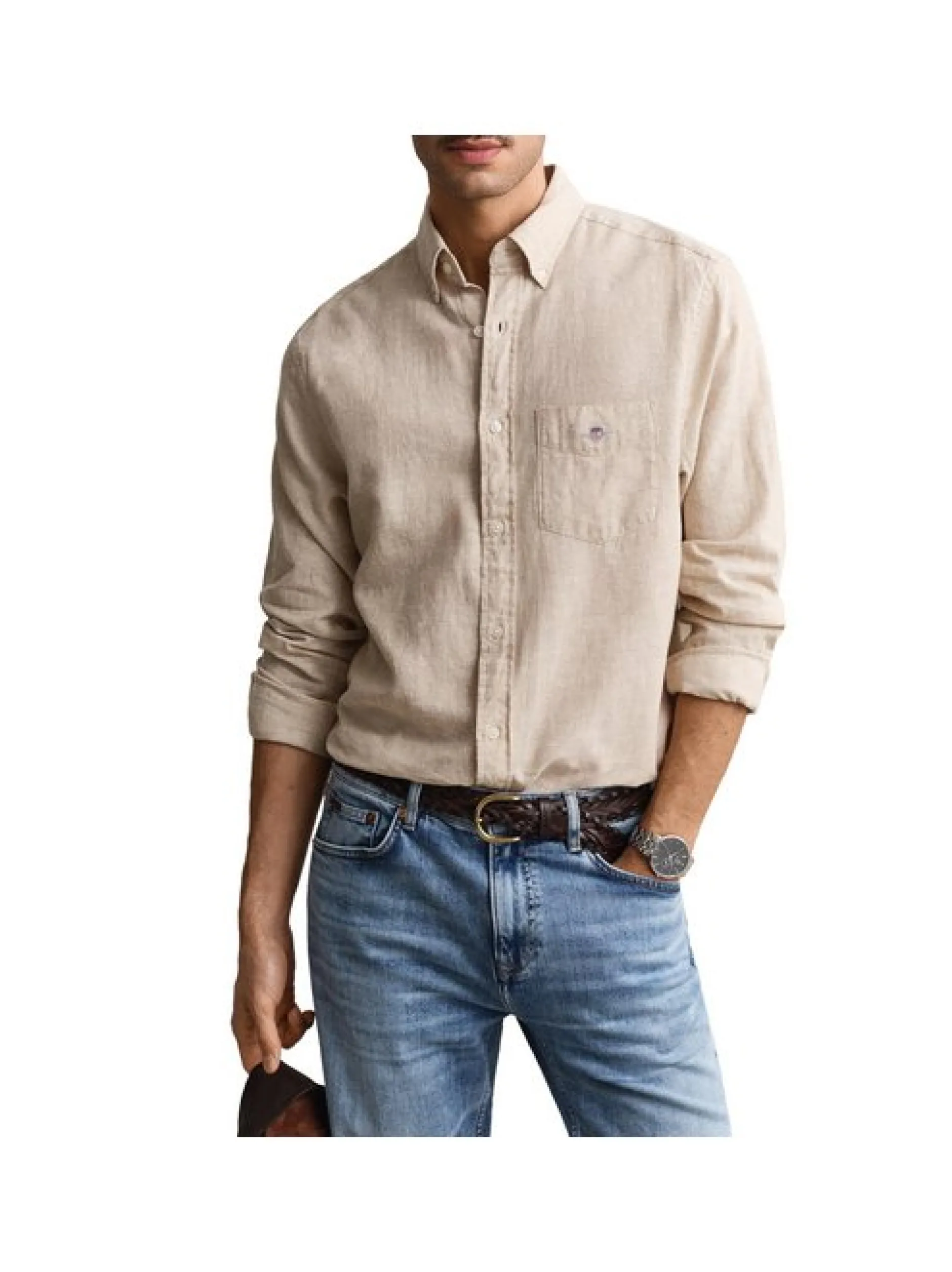 Gant Herren Hemd in beige - Ärmel: langarm