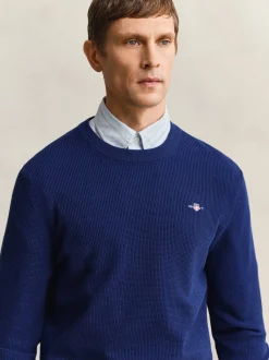 Gant Herren Strickpullover in indigo - Ärmel: langarm