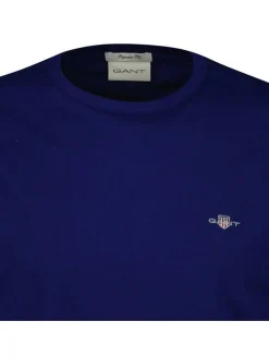 Gant Herren T-Shirt in blau - Ausschnitt: Rundhals