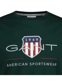 Gant Herren T-Shirt in grün - Ausschnitt: Rundhals