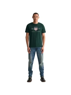 Gant Herren T-Shirt in grün - Ausschnitt: Rundhals