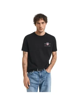 Gant Herren T-Shirt in schwarz - Ausschnitt: Rundhals