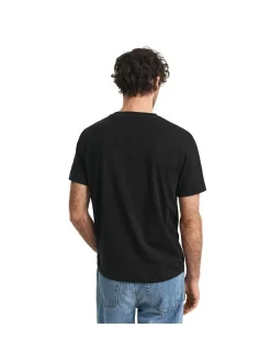 Gant Herren T-Shirt in schwarz - Ausschnitt: Rundhals