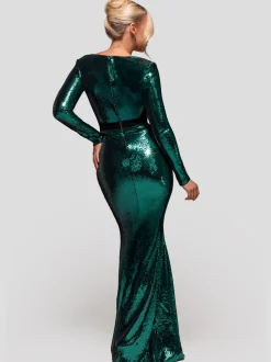 Goddiva Damen Maxikleid in grün - Länge: lang