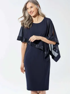 Goldner Damen Abendkleid in blau - Ausschnitt: U-Boot