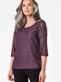 Goldner Damen 3/4-Arm-Blusen in aubergine