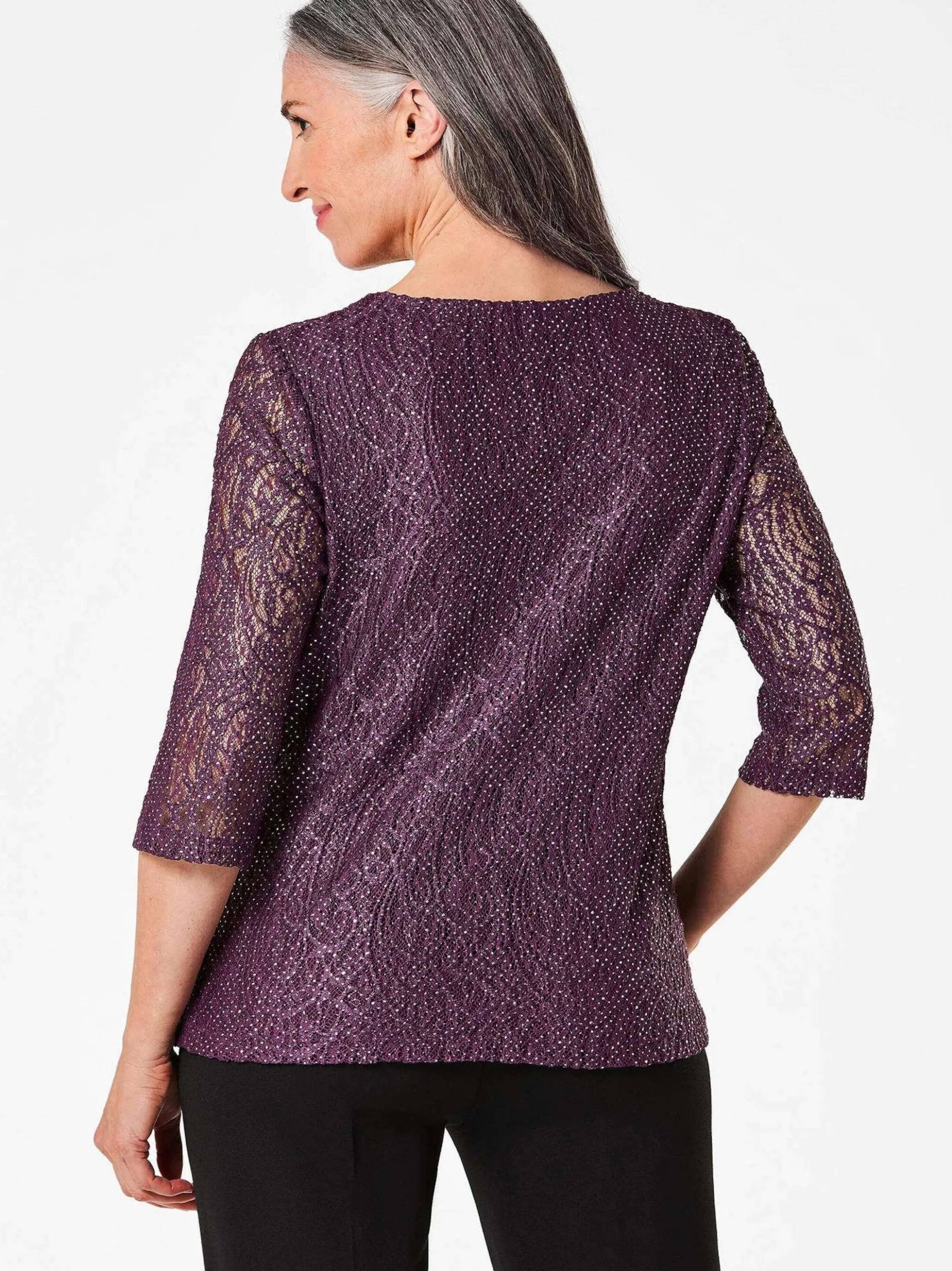 Goldner Damen 3/4-Arm-Blusen in aubergine