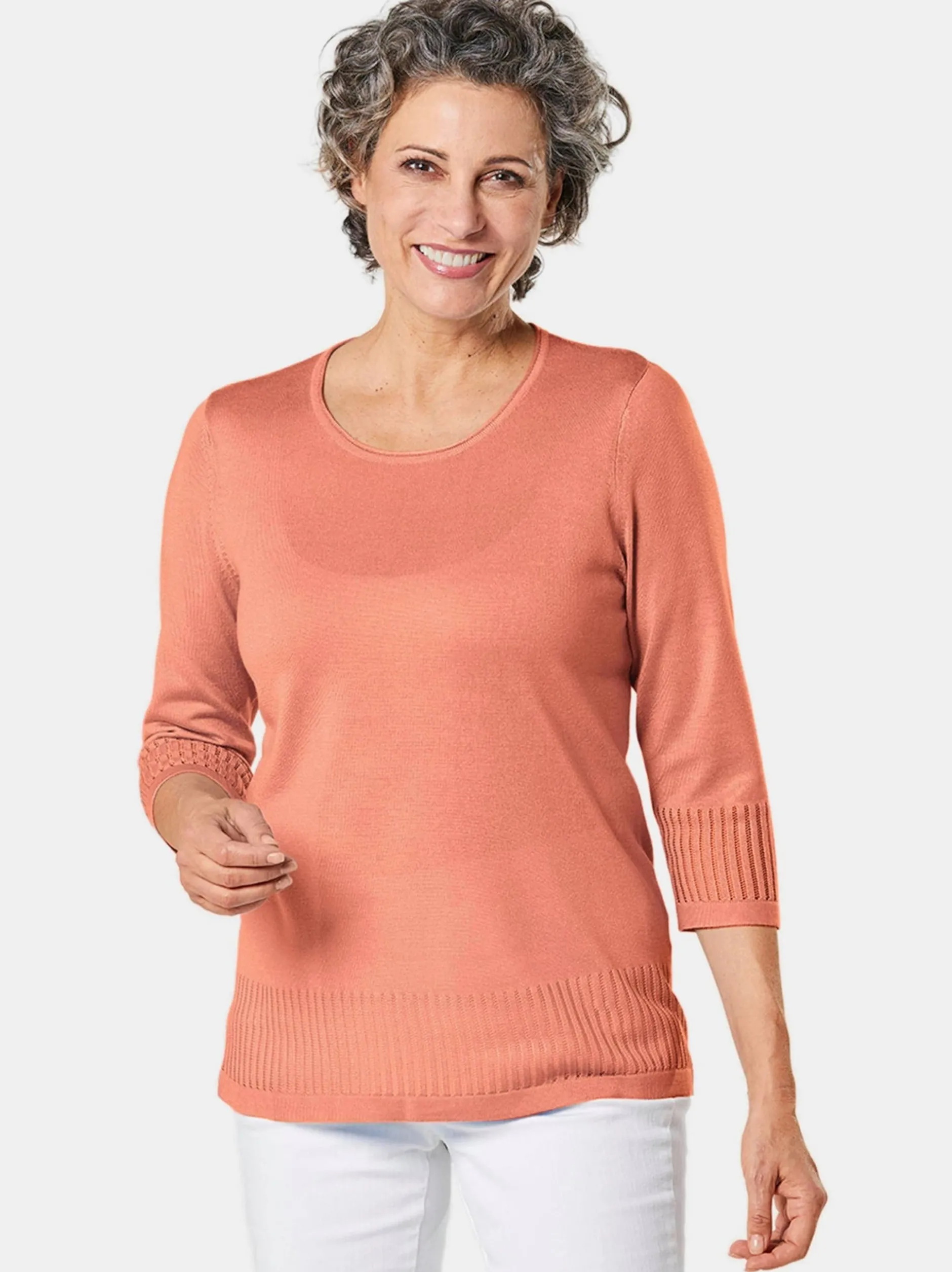 Goldner Damen 3/4-Arm-Pullover in aprikot