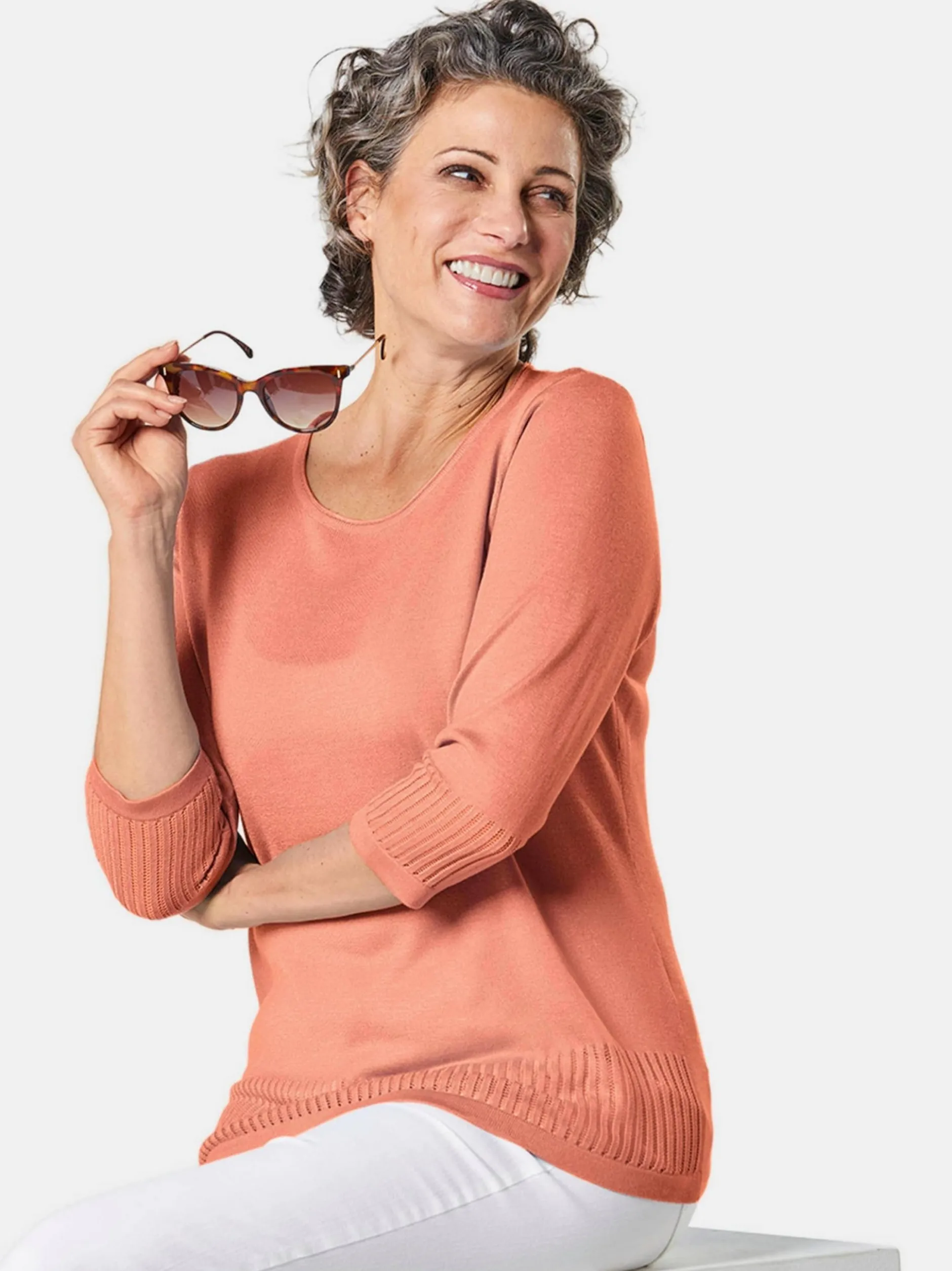 Goldner Damen 3/4-Arm-Pullover in aprikot