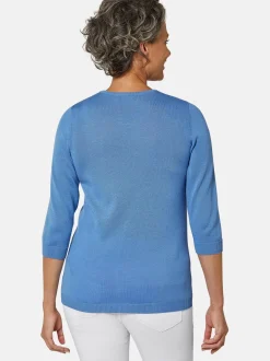 Goldner Damen 3/4-Arm-Pullover in blau - Ärmel: 3/4 Arm