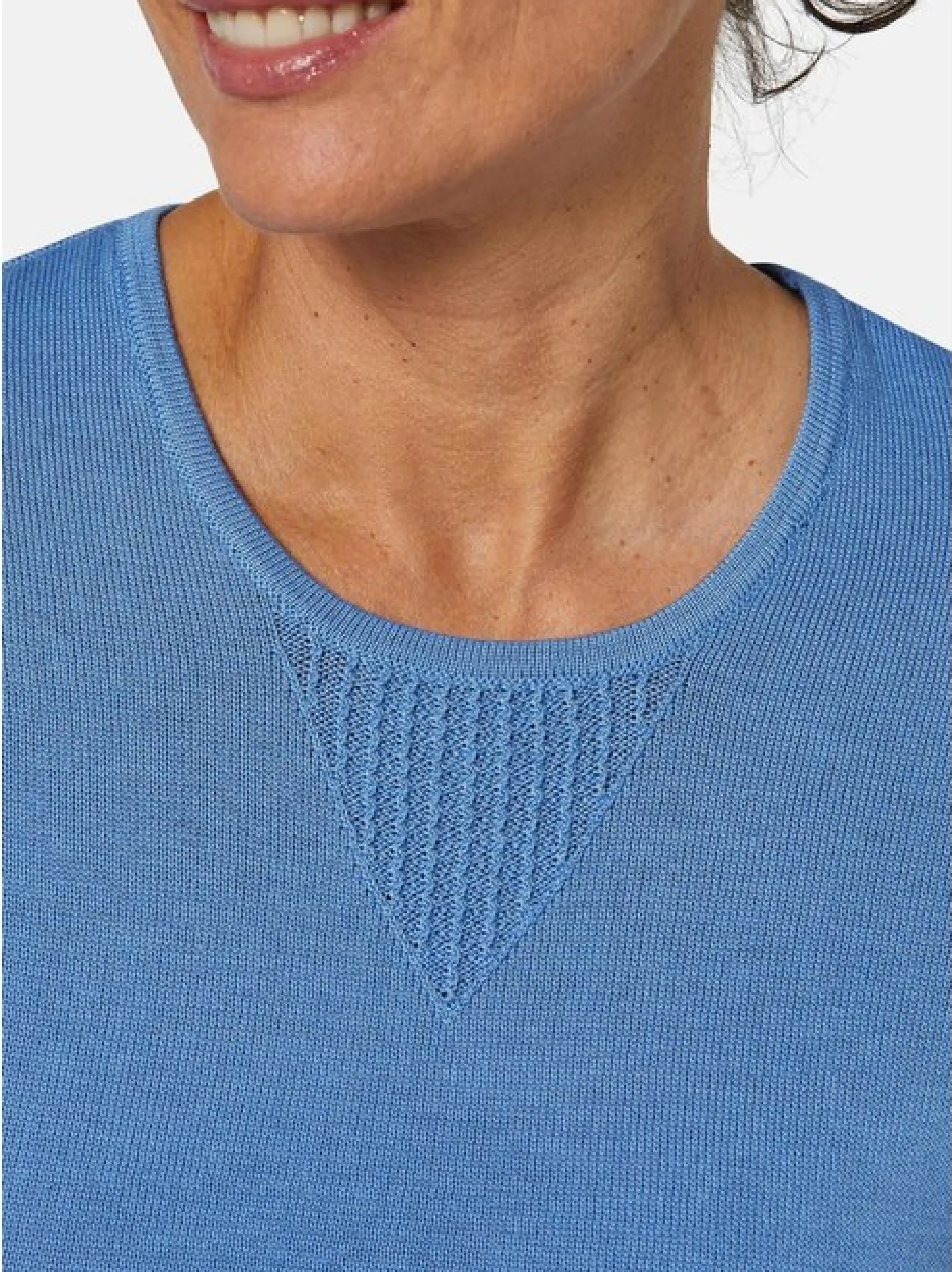 Goldner Damen 3/4-Arm-Pullover in blau - Ärmel: 3/4 Arm