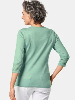 Goldner Damen 3/4-Arm-Pullover in grün - Ärmel: 3/4 Arm