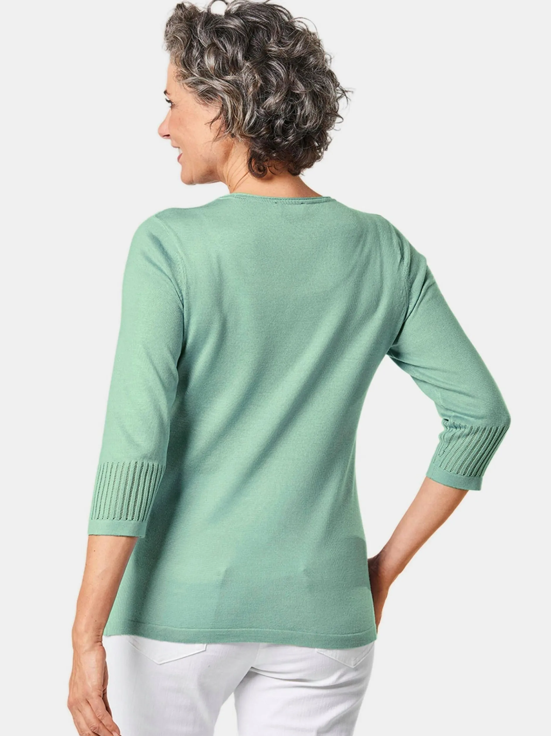 Goldner Damen 3/4-Arm-Pullover in grün - Ärmel: 3/4 Arm