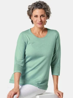 Goldner Damen 3/4-Arm-Pullover in grün - Ärmel: 3/4 Arm