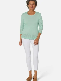 Goldner Damen 3/4-Arm-Pullover in grün - Ärmel: 3/4 Arm