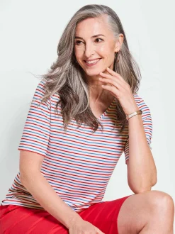Goldner Damen Basic Shirts in rot - Ärmel: Halbarm