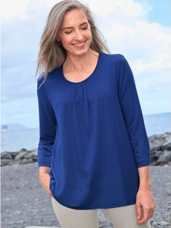 Goldner Damen Basic Shirts in royal - Ärmel: 3/4 Arm