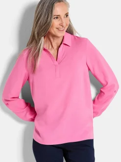 Goldner Damen Blusen in pink - Ärmel: langarm