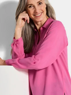 Goldner Damen Blusen in pink - Ärmel: langarm
