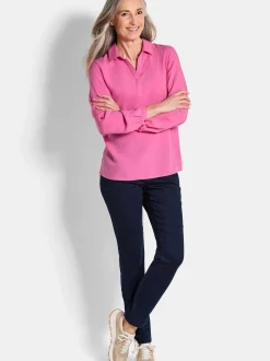 Goldner Damen Blusen in pink - Ärmel: langarm
