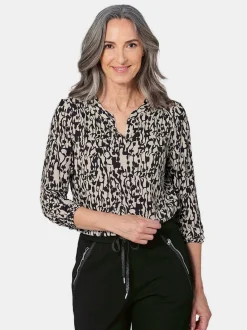 Goldner Damen Blusenshirts in beige - Ärmel: langarm