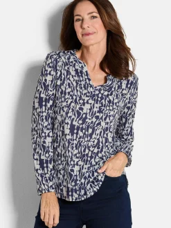 Goldner Damen Blusenshirts in blau - Ärmel: langarm