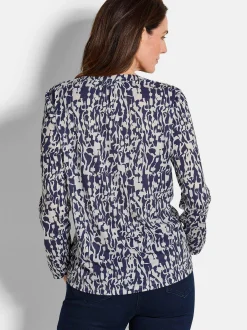 Goldner Damen Blusenshirts in blau - Ärmel: langarm