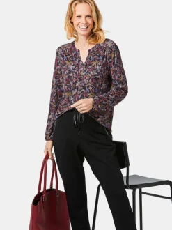 Goldner Damen Blusenshirts in marine - Ärmel: langarm
