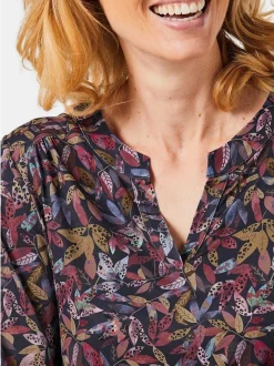Goldner Damen Blusenshirts in marine - Ärmel: langarm