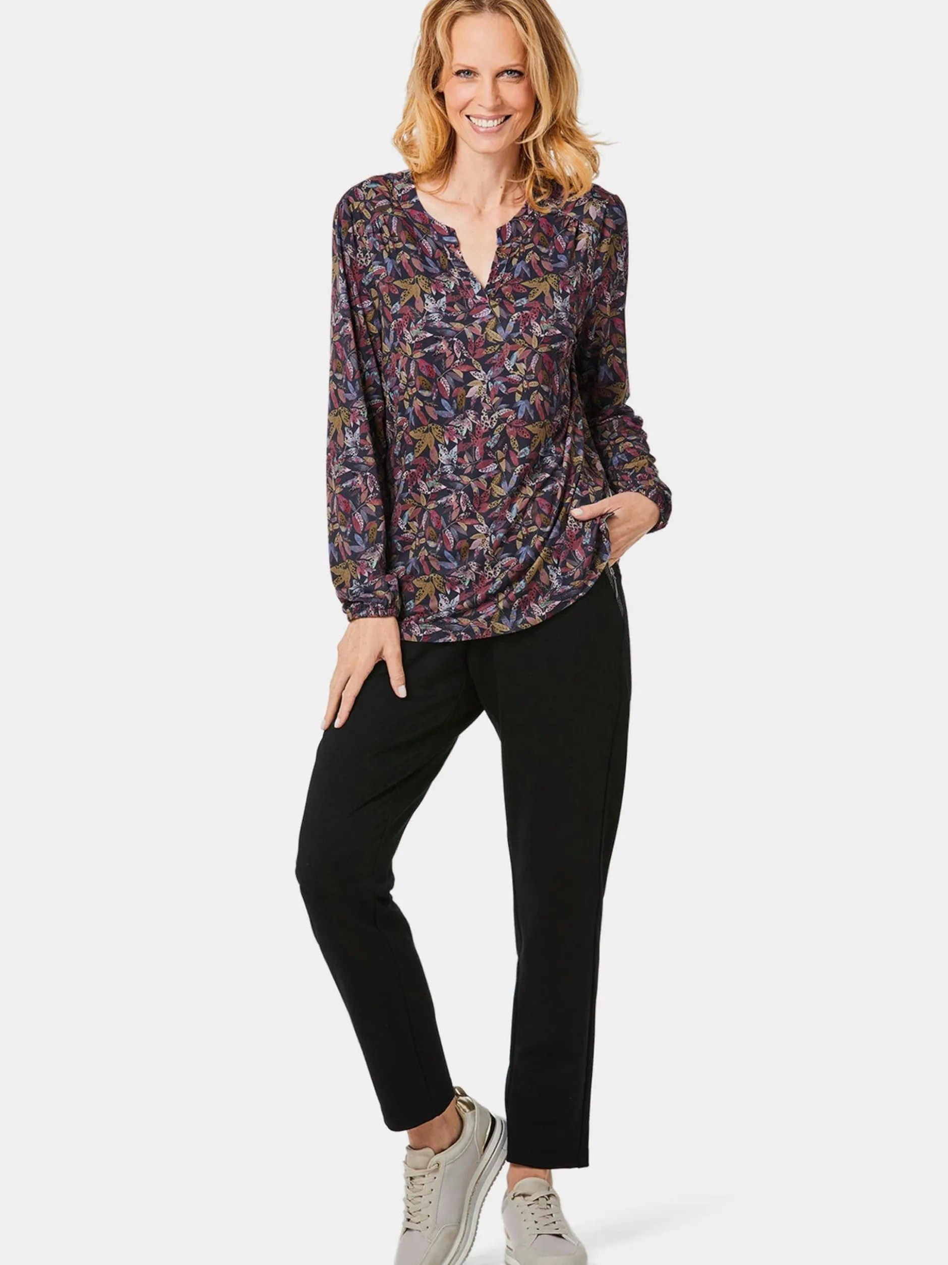 Goldner Damen Blusenshirts in marine - Ärmel: langarm