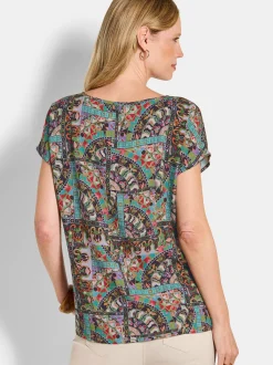 Goldner Damen Blusenshirts - Kurzgröße in mehrfarbig
