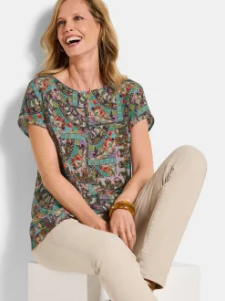 Goldner Damen Blusenshirts - Kurzgröße in mehrfarbig