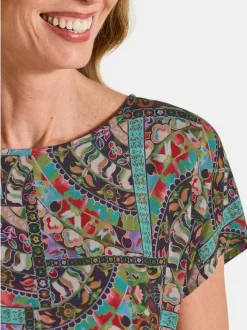 Goldner Damen Blusenshirts - Kurzgröße in mehrfarbig