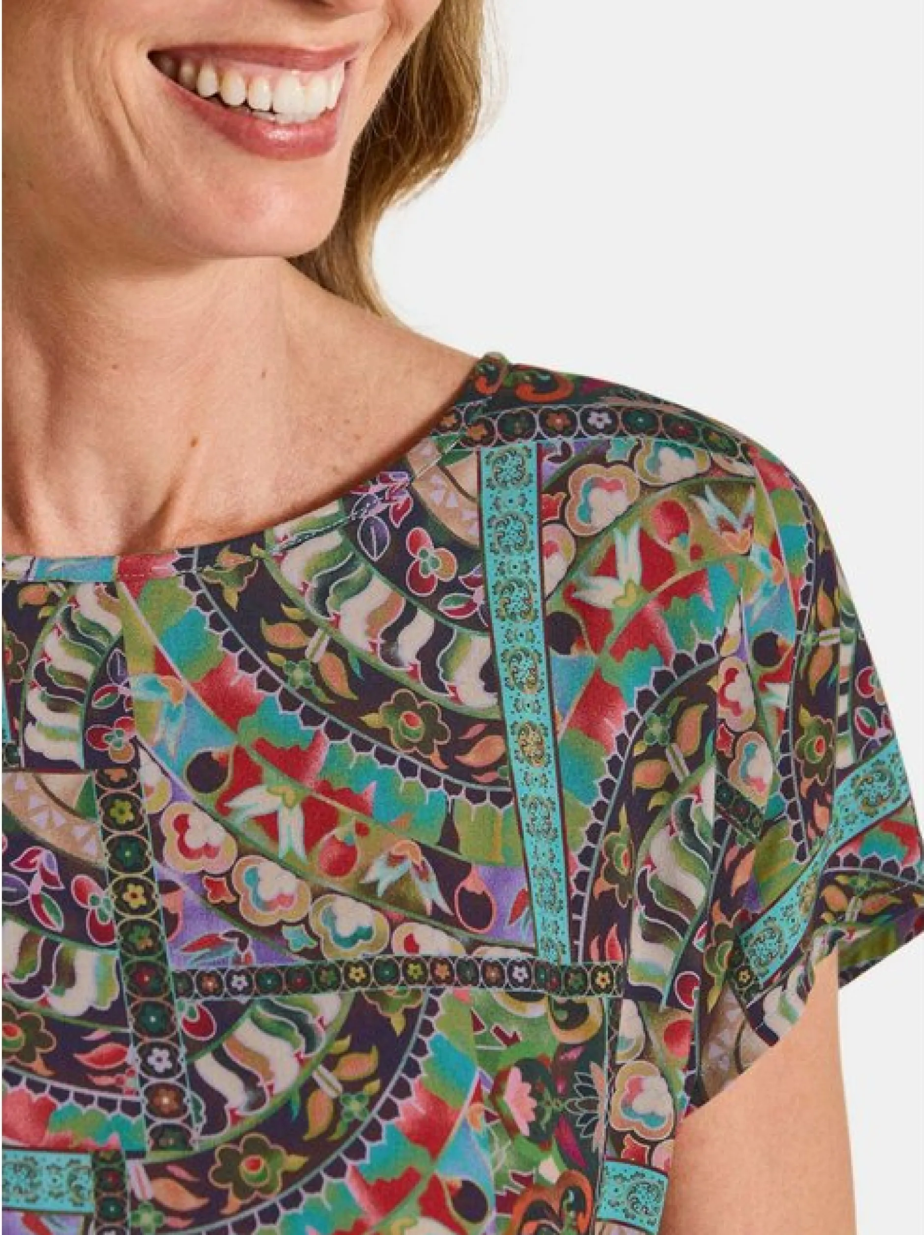 Goldner Damen Blusenshirts - Kurzgröße in mehrfarbig
