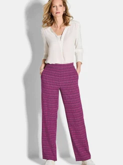 Goldner Damen Druckhosen - Kurzgröße in aubergine