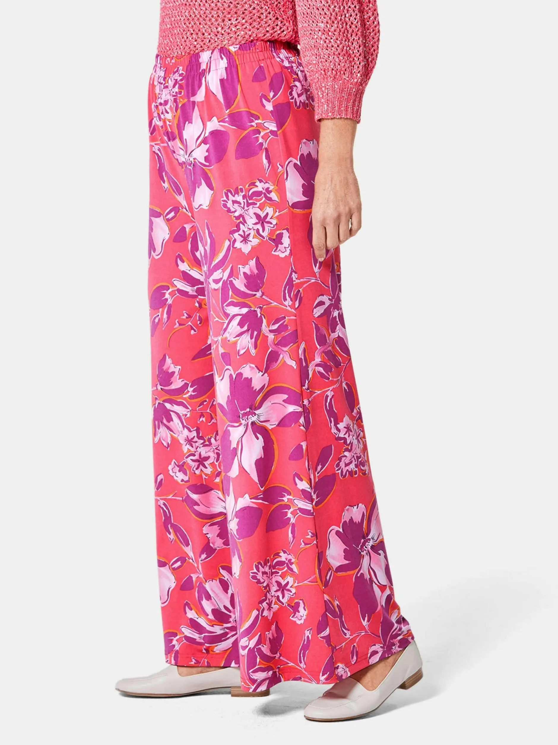 Goldner Damen Gemusterte Hosen in pink
