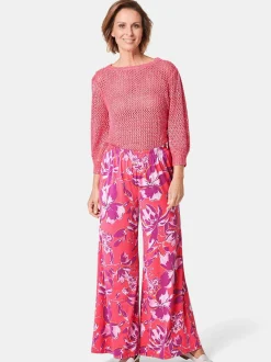Goldner Damen Gemusterte Hosen in pink