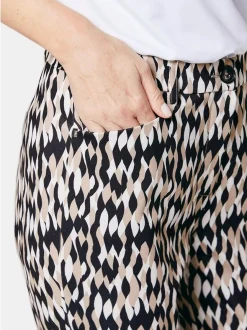 Goldner Damen Gemusterte Hosen in schwarz