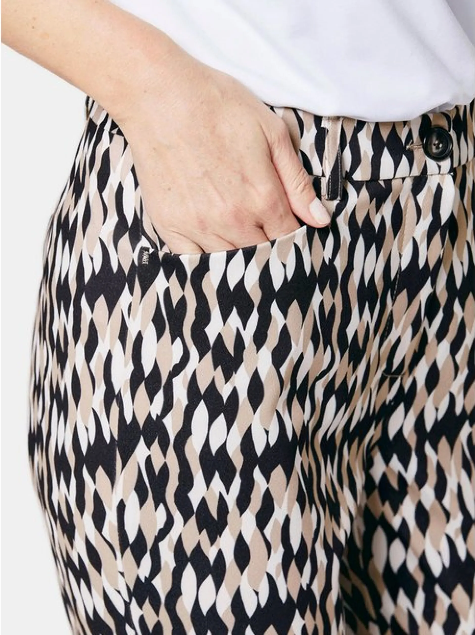 Goldner Damen Gemusterte Hosen in schwarz
